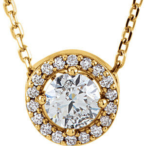 Thumbnail: 14K White 1/4 CTW Diamond Halo-Style 16" Necklace