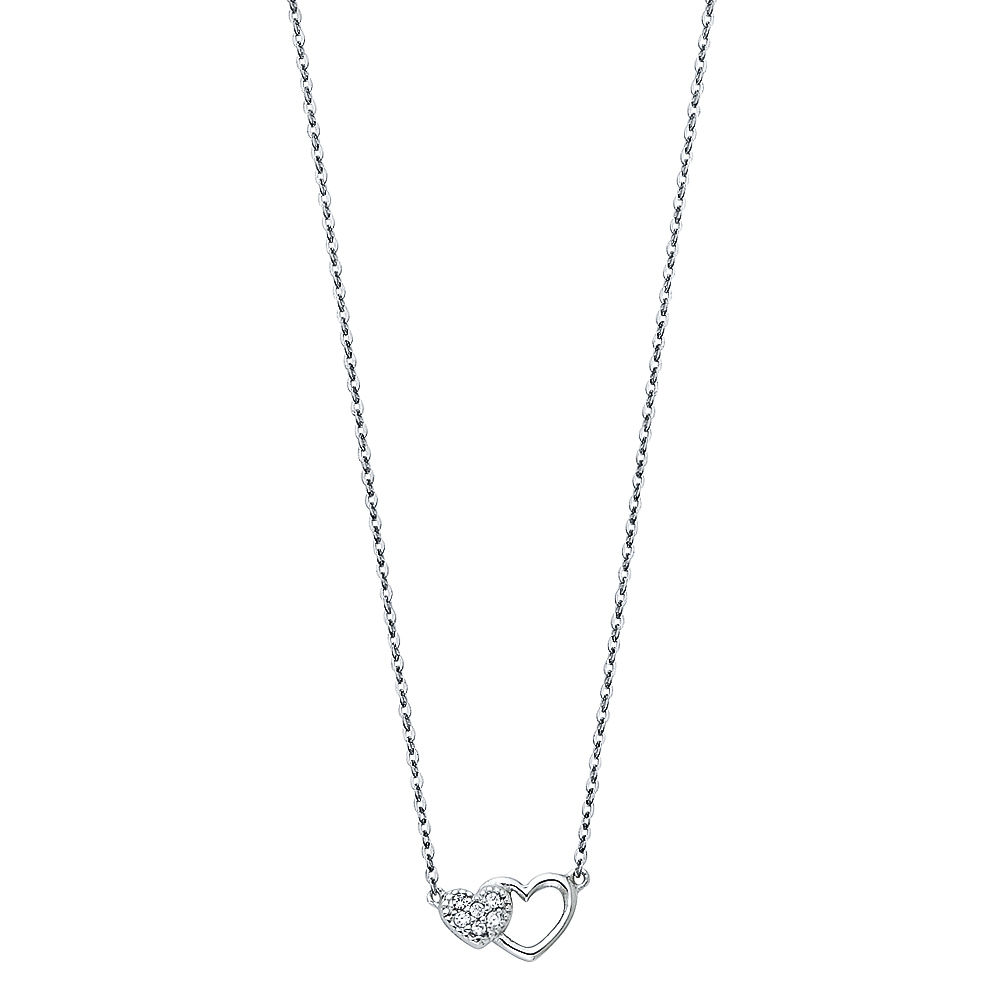 14K White Gold Fancy Heart Necklace