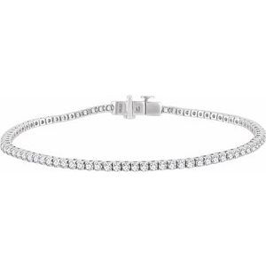 14K White 1 3/4 CTW Diamond Line 7" Bracelet