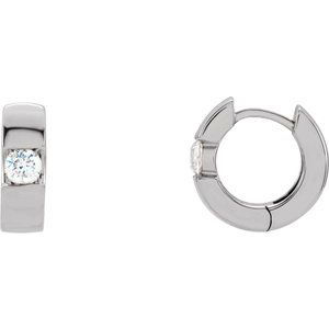 14K White 1/2 CTW Diamond Hinged Earrings