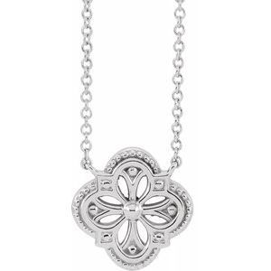 14K White Vintage-Inspired Clover 16" Necklace