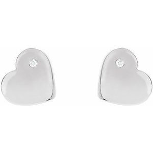 Thumbnail: Sterling Silver .015 CTW Diamond Heart Earrings