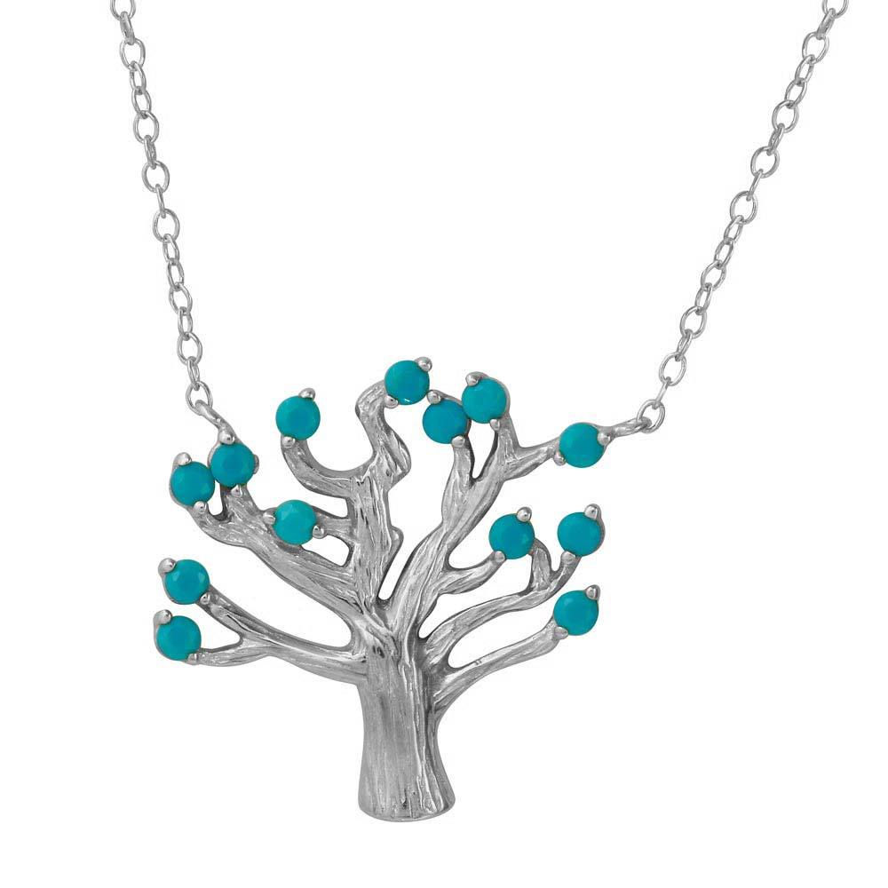 Turquoise Tree Sterling Silver Necklace