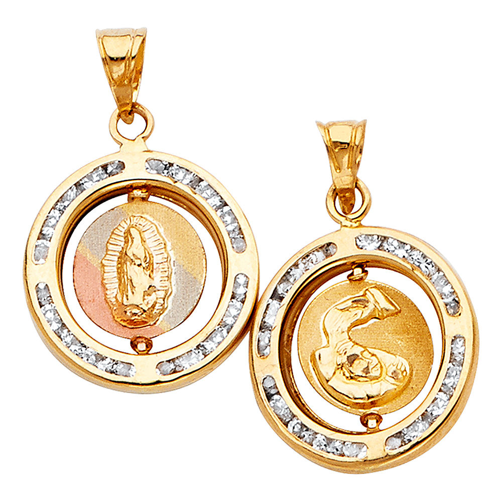 14K 3C 2 SIDE RELIG PENDANT