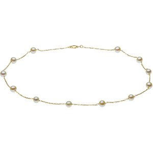 14K Yellow Pearl Station 16" Necklace