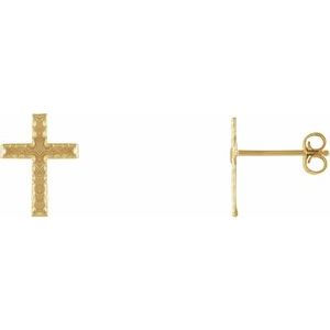 14K Yellow 13x9 mm Cross Earrings