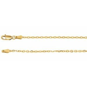 14K Yellow 2 mm Diamond-Cut Cable 7" Chain