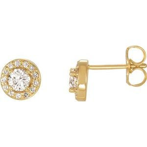 14K Yellow 5/8 CTW Diamond Halo-Style Earrings
