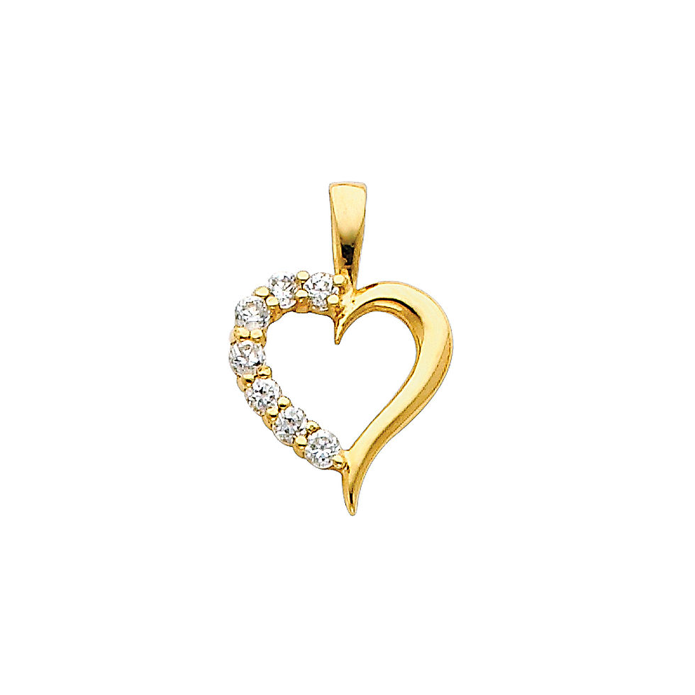 Thumbnail: 14K Yellow Heart CZ Earrings