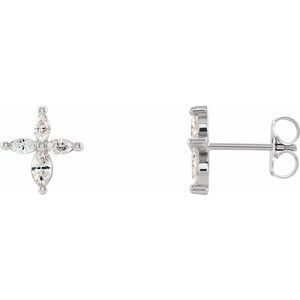 14K White 1/3 CTW Diamond Cross Earrings