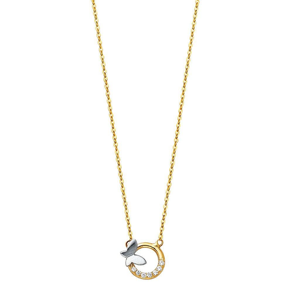 14K Gold Fancy Butterfly Necklace