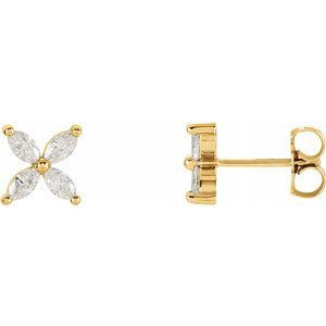 14K Yellow 5/8 CTW Diamond Cluster Earrings