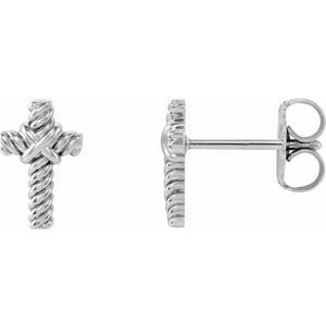 Thumbnail: 14K Rose Rope Cross Earrings