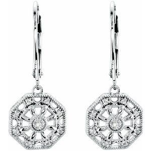 Thumbnail: Sterling Silver .07 CTW Diamond Lever Back Earrings