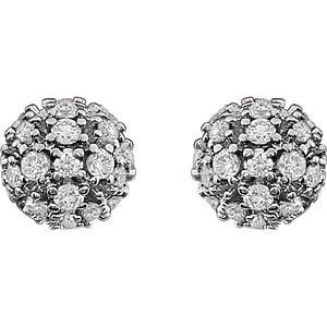 Thumbnail: 14K White 1/4 CTW Diamond Cluster Earrings