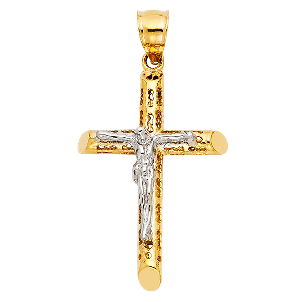 14K 2T CUT-OUT CRUCIFIX PENDANT