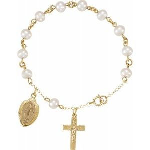 14K Yellow Freshwater Cultured Pearl Rosary Bracelet