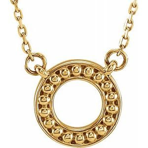 Thumbnail: 14K White Beaded Circle 16-18" Necklace