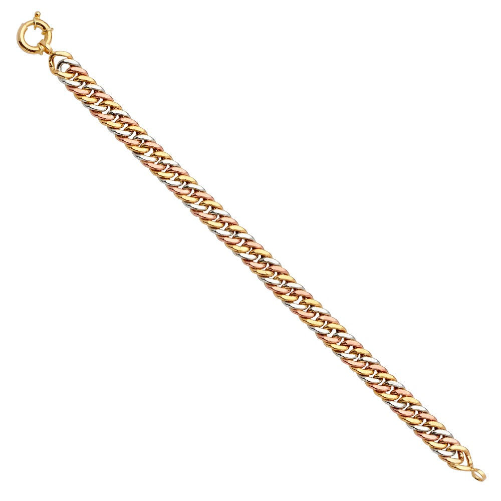 14K 3Color Fancy Hollow Link Bracelet