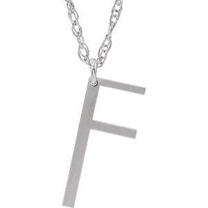 Thumbnail: 14K White Block Initial A 16-18" Necklace with Brush Finish
