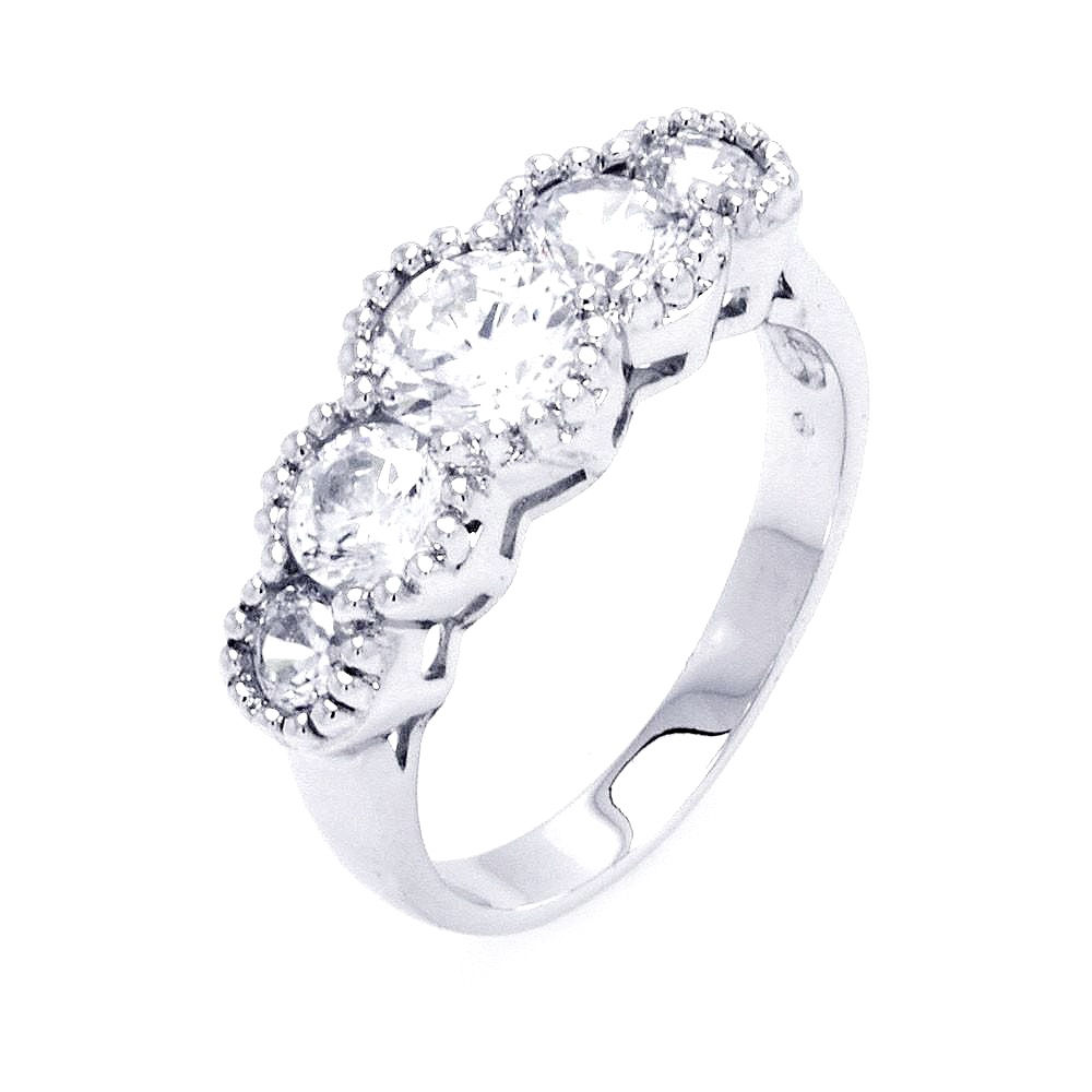 Round Clear CZ Stone Sterling Silver Ring