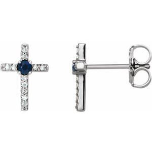 14K Yellow 1/8 CTW Diamond Cross Earrings