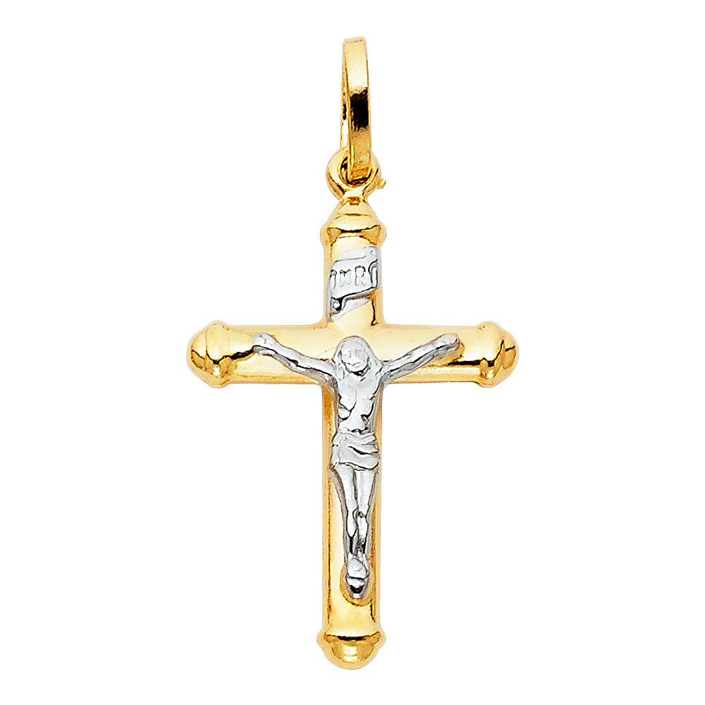 14K 2T HOL CRUCIFIX SMALL (15X30MM)