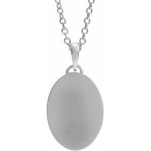 Thumbnail: 14K White  Oval Cross Medal 20" Necklace