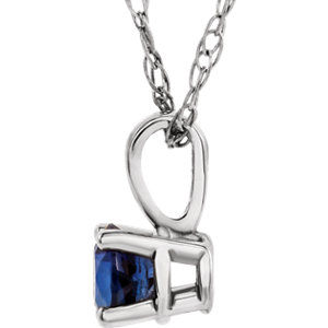 Thumbnail: 14K White Blue Sapphire "September" Birthstone 14" Necklace