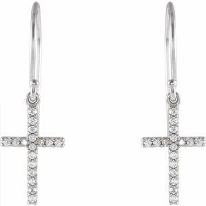 Thumbnail: 14K White 1/6 CTW Diamond Cross Earrings