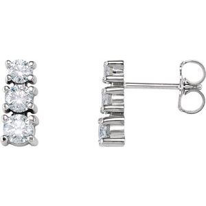 Thumbnail: 14K White 1/4 CTW Diamond Three-Stone Earrings