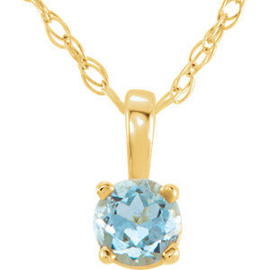 14K Yellow Aquamarine 14" Necklace