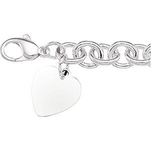 Thumbnail: Sterling Silver Heart Charm Cable 7.5" Bracelet