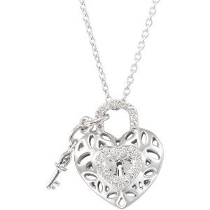 Sterling Silver 1/6 CTW Diamond Heart 18" Necklace