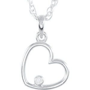 Thumbnail: Sterling Silver .03 CTW Diamond Heart 18" Necklace