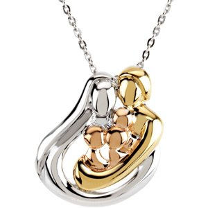 18K Yellow Gold/Rose-Plated Sterling Silver 3 Child Family 18" Necklace