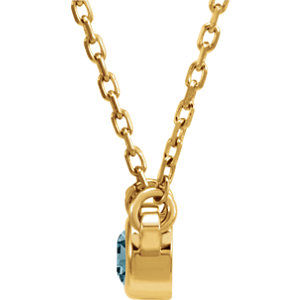 14K Yellow Aquamarine Bezel 16" Necklace