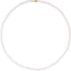 14K Yellow 6-6.5 mm Akoya Cultured Pearl 24" Strand