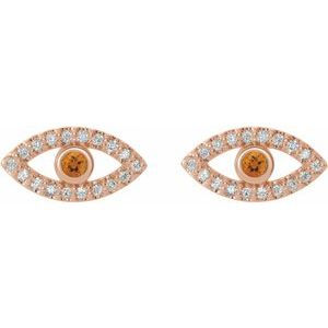Thumbnail: 14K Rose Citrine & White Sapphire Earrings