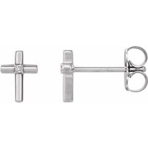 Sterling Silver .01 CTW Diamond Cross Earrings