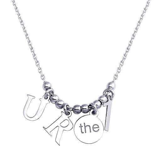 925 Rhodium Plated " UR the  1 "Charm Necklace