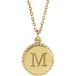 Thumbnail: 14K White Engravable Round Beaded 16-18" Necklace