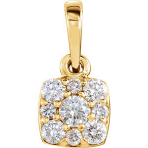 Thumbnail: 14K White 1/4 CTW Diamond Cluster Pendant