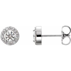Thumbnail: 14K White 1/2 CTW Diamond Halo-Style Earrings