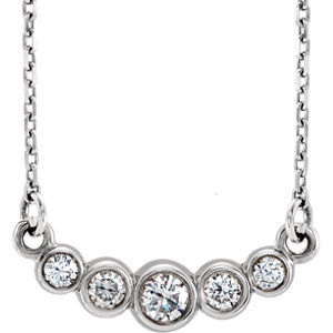 14K White Graduated Bezel-Set 1/5 CTW Diamond 16-18" Necklace