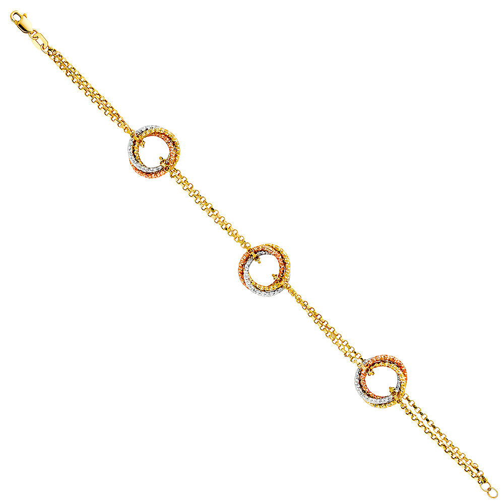 14K 3C FANCY HOLLOW BRACELET