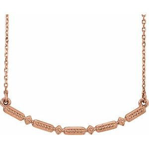 Thumbnail: 14K White Beaded Bar 16-18" Necklace