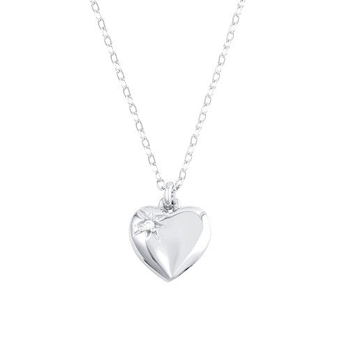 925 Rhodium Plated Heart with CZ Necklace