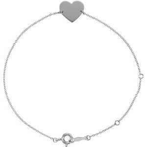 14K White Heart 7-8" Bracelet