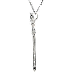 Thumbnail: Sterling Silver 1/10 CTW Diamond Crown Key 18" Necklace
